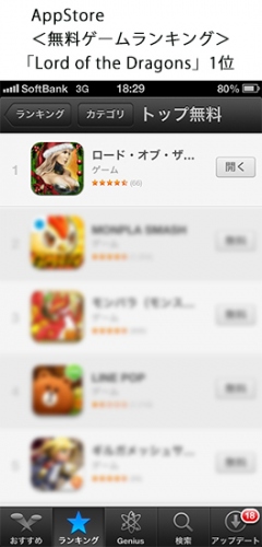 KLabの『Lord of the Dragons』日本語版が国内App Storeで無料ゲームランキング1位を獲得！