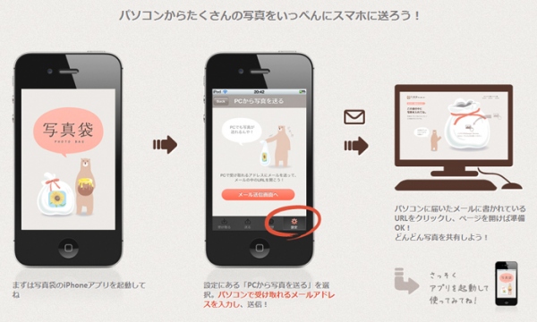 大量簡単写真交換iPhoneアプリ「写真袋」がさらに便利に！ スマホ同士だけでなくPCからスマホにも写真を送信できるPC専用「写真袋アップローダー」が登場