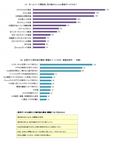 企業サイトについてのリサーチ、半数が運営に課題。ネット広告などへの興味は大きいが、Web集客・販促ができない中小企業の現状。