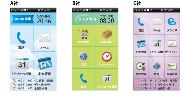 ガラケーからスマホにカンタン乗換！直感的な企業オリジナルのホーム画面がつくれる！スマートデバイスカスタマイズソリューション「Optimal Biz Gadget」発売