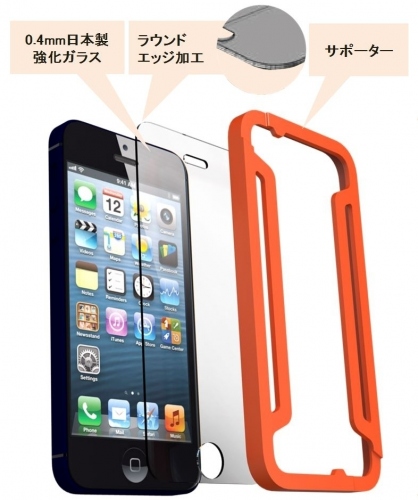 日本初、一発で正確に貼れるサポーター付き　iPhone 5/5s　強化ガラスフィルム「楽ピタフィルム」発売