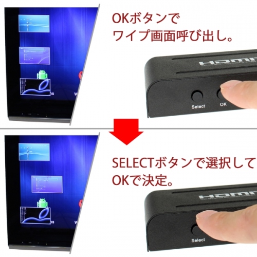 【上海問屋】切り替え先の画面がワイプ画面で確認OK　HDMI1.4b 4K2K対応 PIP機能搭載　4入力1出力HDMI切替器　販売開始　