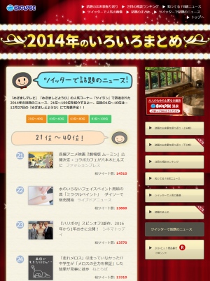 BIGLOBE「2014年のいろいろまとめ」特集サイト