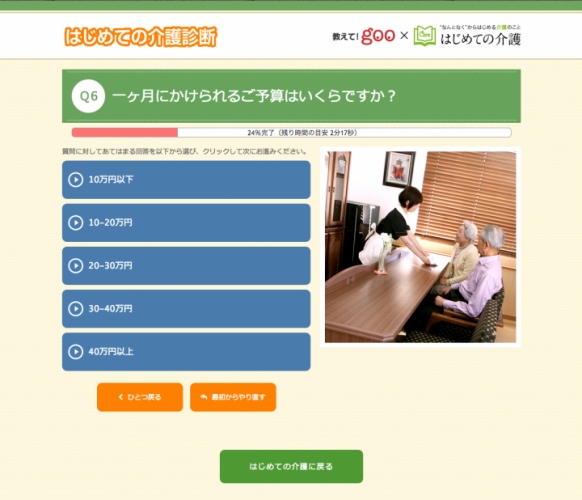 介護の情報をわかりやすく提供するWebサイト「はじめての介護」開設のお知らせ　「介護診断シミュレーター」であなたにピッタリの介護サービスをご案内します