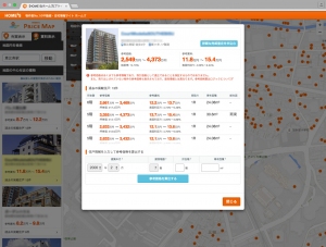 HOME'Sプライスマップ　想定賃料表示イメージ