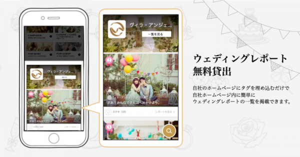 プラコレWeddingが独自機能を無料で貸し出し！「ウェディングレポート」や「チャット相談機能」でホームページのコンテンツ充実化をお手伝い！