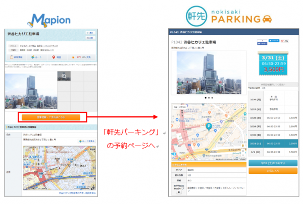 駐車場シェアの「軒先パーキング」、マピオンとサービス連携