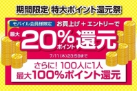 『20%ポイント還元キャンペーン』を開始　100人に1人は100％還元　さらに最大100万円のPCを抽選でプレゼントするTwitterキャンペーンを開催