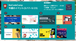 NoCodeの壁を超えた幅広い範囲のセミナーも多数実施！5月17日（月）から1週間毎日オンラインイベントを開催、NoCodeCampサロン会員は全てに参加可能