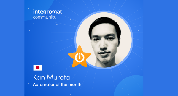 Integromat社が運営するIntegromat Communityで「Automator of the month」が選出。1万5千人の中から選ばれたのは