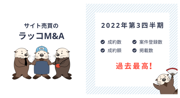 サイト売買のラッコM&A、成約/掲載数・成約額などの四半期実績で過去最高