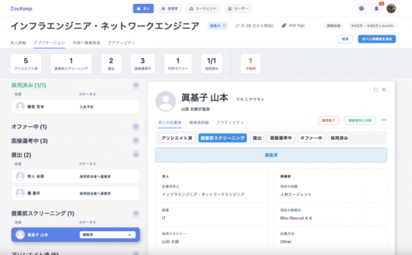 採用管理サービスを提供するZooKeep、シードラウンドにて1億1100万円を調達