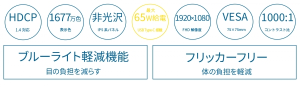 JAPANNEXTがIPSパネル搭載23.8インチフルHD HDMI、65W給電対応のUSB-Cを装備した液晶モニターを 4月28日(金)に発売