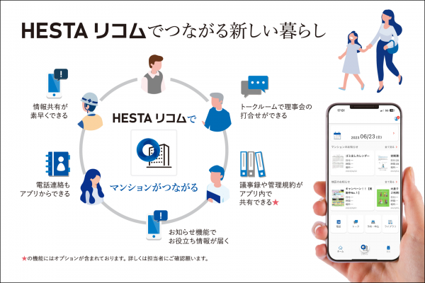 マンションの防災力向上や円滑な情報共有をサポート　iOS＆Android対応アプリ「HESTA リコム」をリリース