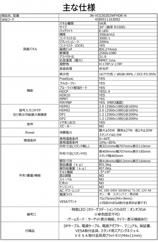 JAPANNEXTが30型ウルトラワイドWFHD搭載、200Hz対応の曲面ゲーミングモニターを8月4日(金)に発売