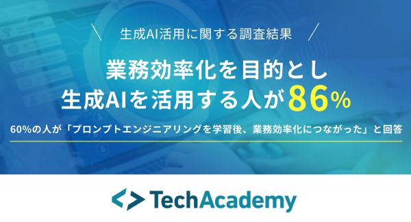 【生成AIの活用に関する調査】業務効率化を目的とし生成AIを活用する人が86%〜プロンプトエンジニアリングを学習し、業務効率化につながった人多数〜