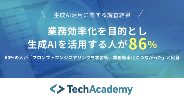 【生成AIの活用に関する調査】業務効率化を目的とし生成AIを活用する人が86%〜プロンプトエンジニアリングを学習し、業務効率化につながった人多数〜