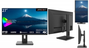 JAPANNEXTが昇降式スタンド搭載IPSパネル27インチ4K液晶モニターを9月15日(金)に発売