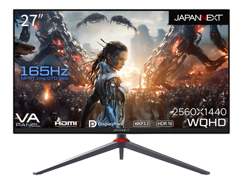 JAPANNEXTが27インチ、WQHD解像度、165Hzに対応のゲーミングモニター「JN-27V165WQHDR-HSP」を11月24日(金)に発売