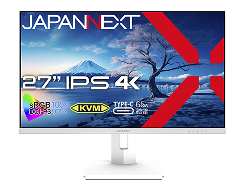 JAPANNEXTが本体にホワイトカラーを採用した27インチ IPSパネル搭載 昇降式スタンド採用の4K液晶モニターを39,980円で2月9日(金)に発売