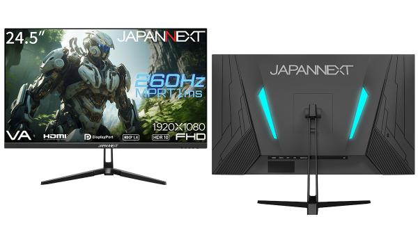 JAPANNEXTが24.5インチ VAパネル搭載 260Hz対応のフルHDゲーミングモニターを29,980円で2月22日（木)に発売