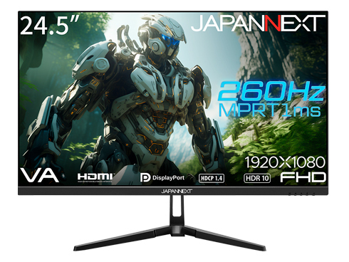 JAPANNEXTが24.5インチ VAパネル搭載 260Hz対応のフルHDゲーミングモニターを29,980円で2月22日（木)に発売