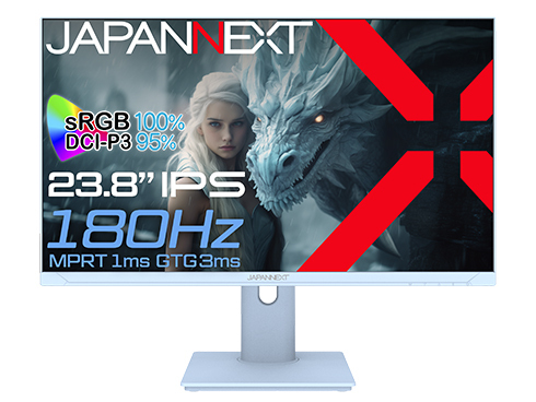 JAPANNEXTが23.8インチ180Hz対応、パステルカラー3色採用のゲーミングモニターを26,980円で2月28日(水)にヨドバシカメラ限定で予約受付開始