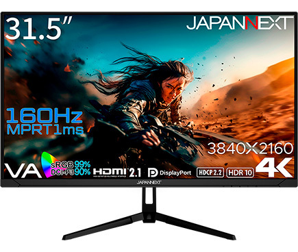 JAPANNEXTがHDMI2.1対応31.5インチVAパネル採用160Hz対応の4KゲーミングモニターをAmazon限定69,980円で4月12日(金)に発売