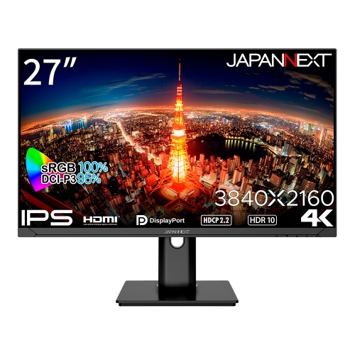 JAPANNEXTが27インチ IPSパネル採用 昇降式多機能スタンド搭載の4K液晶モニターを36,980円で4月26日(金)に発売