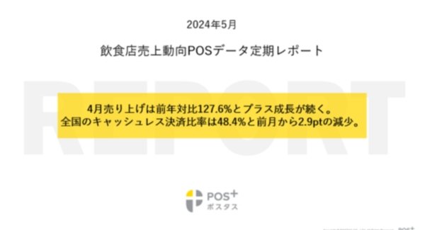 クラウド型モバイルPOSレジ「POS+（ポスタス）」飲食店売上動向レポート2024年5月