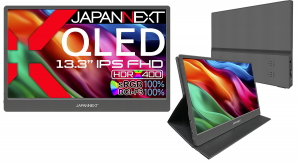 JAPANNEXTが13.3インチ フルHD解像度 QLED(量子ドットテクノロジー)採用のモバイルディスプレイを26,980円で6月21日(金)に発売
