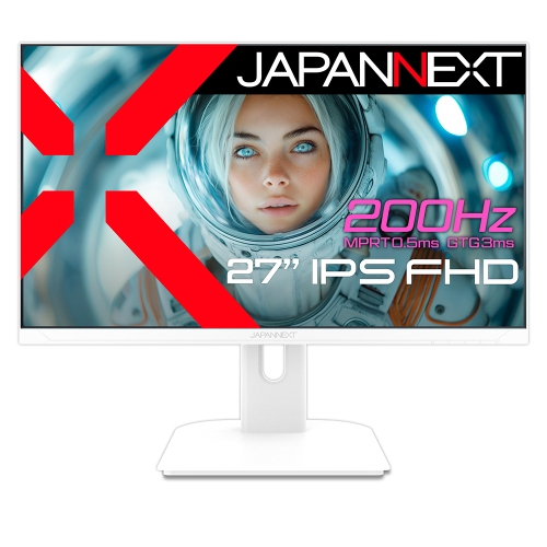 JAPANNEXTが27インチ IPSパネル搭載 200Hzに対応したホワイトカラーのフルHDゲーミングモニターを25,980円で10月11日(金)に発売