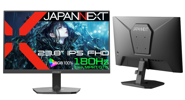 JAPANNEXTが23.8インチ IPSパネル搭載 180Hz対応のフルHDゲーミングモニターを一部販路限定 18,980円で12月13日(金)に先行発売