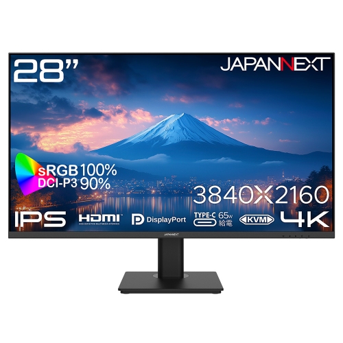 JAPANNEXTが28インチ IPSパネル搭載 USB-C(最大65W)給電対応の4K液晶モニターをECサイト限定 32,980円で2月21日(金)に発売