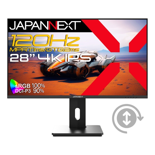 JAPANNEXTが28インチ IPSパネル 昇降式多機能スタンド搭載 120Hz/1msに対応の4Kゲーミングモニターを44,980円で6月6日(金)に発売