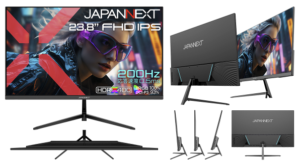 JAPANNEXTが23.8" IPSパネル 200Hz/0.5ms対応のフルHDゲーミングモニターをAmazon限定 19,980円で9月18日(木)に発売