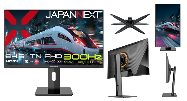 JAPANNEXTが24.5" TNパネル 300Hz/1ms対応 昇降式スタンド搭載のフルHDゲーミングモニターを29,980円で12月12日(金)に発売
