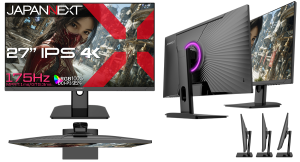 JAPANNEXTが27インチ IPSパネル搭載 175Hz対応の4KゲーミングモニターをECサイト限定 57,980円で12月12日(金)に発売