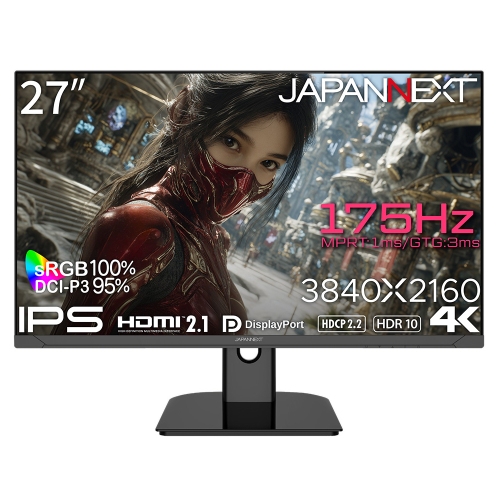JAPANNEXTが27インチ IPSパネル搭載 175Hz対応の4KゲーミングモニターをECサイト限定 57,980円で12月12日(金)に発売