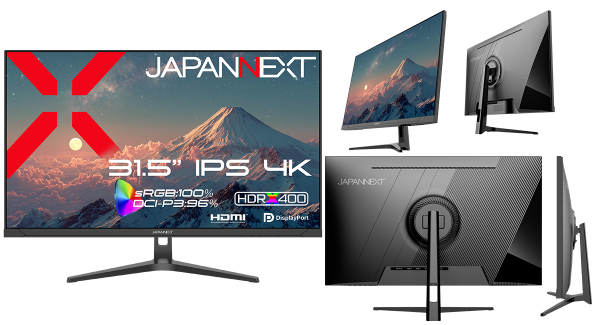 JAPANNEXTが31.5インチのIPSパネルを搭載した4K液晶モニターを42,980円で12月25日(木)に発売