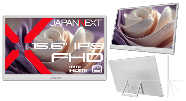 JAPANNEXTが15.6インチ IPSパネル 本体にホワイトカラーを採用したフルHDモバイルモニターをECサイト限定 17,980円で2月19日(木)に発売