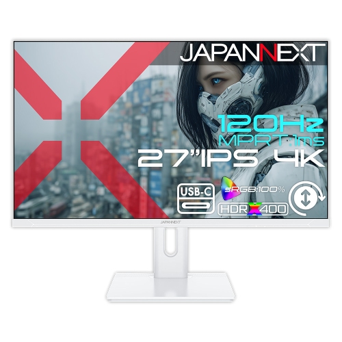 JAPANNEXTが27" IPSパネル 昇降式スタンドを搭載した120Hzの4Kゲーミングモニター(ホワイト)を45,980円で2月19日(木)に発売
