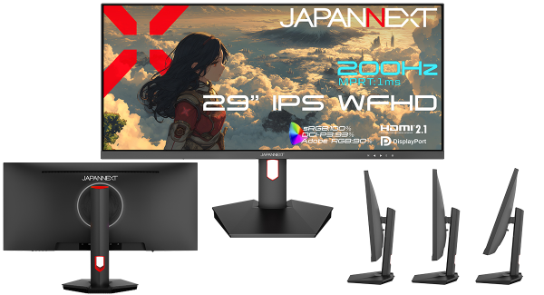 JAPANNEXTが29インチ IPSパネル アスペクト比が21:9で200Hz対応のワイドフルHDゲーミングモニターを30,980円で3月26日(木)に発売
