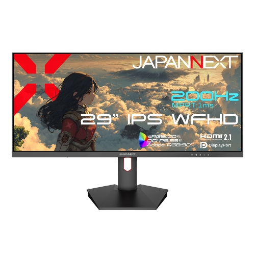 JAPANNEXTが29インチ IPSパネル アスペクト比が21:9で200Hz対応のワイドフルHDゲーミングモニターを30,980円で3月26日(木)に発売