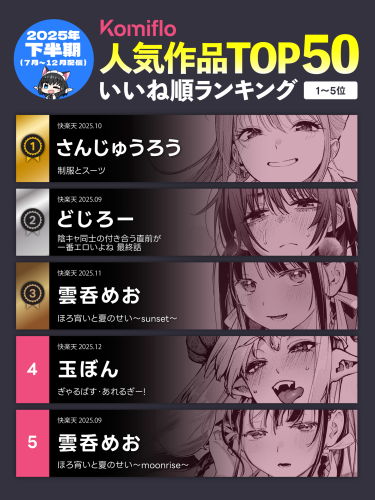 Komiflo漫画読み放題サービスが2025年下半期の人気ランキングを発表