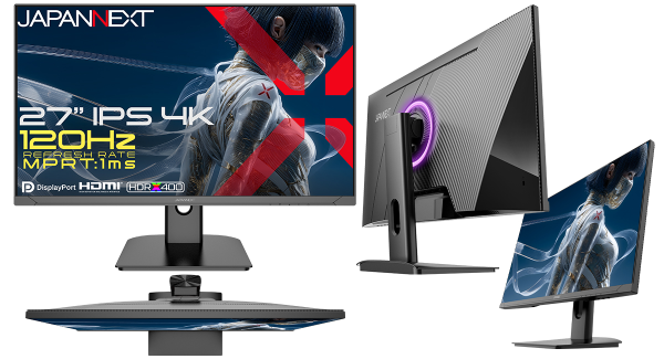 JAPANNEXTが27インチ IPSパネル搭載 120Hz/1ms対応の4KゲーミングモニターをECサイト限定 34,980円で5月28日(木)に発売