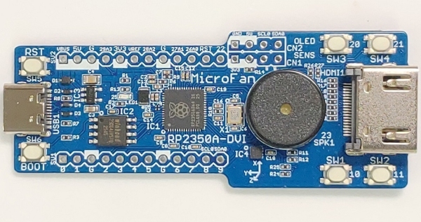 マイクロファン、TV/PCモニター出力機能付き開発基板「RP2350A-DVI」発売！C/C++, Pythonで大画面出力可能な計測ツールやゲーム作成が可能