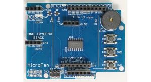 マイクロファン、UNO R3/R4をTRYGEAR化するシールド「UNO-TRYGEAR-STACK」発売！既存の指導書を継承でき基本入出力の装備で演習を効率化