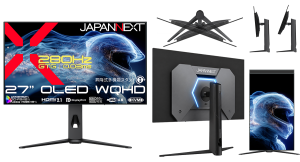 JAPANNEXTが27インチ 有機ELパネル(OLED)搭載 280Hz/0.03ms対応のWQHDゲーミングモニターを81,980円で6月25日(木)発売