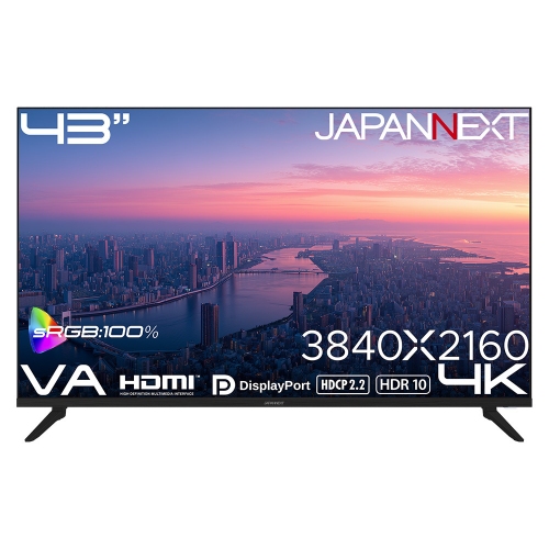 JAPANNEXTが43インチのVAパネルを搭載した大型4K液晶モニターを47,980円で9月3日(木)に発売